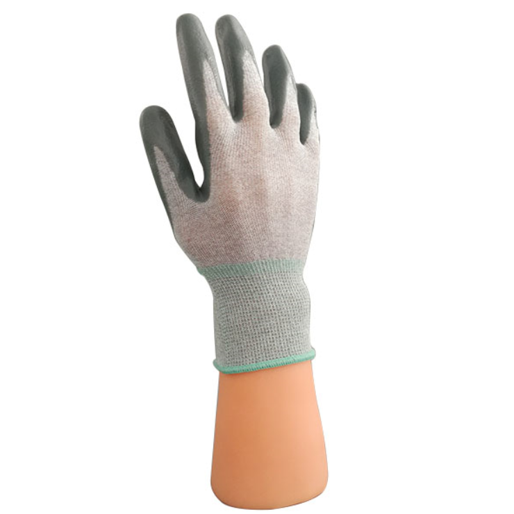 3001P Polyester Carbon Tare da Glossy Nitrile Coating Gloves