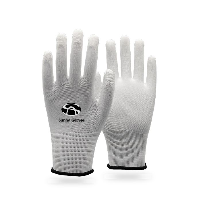 White Pu Palm Dipping Glove